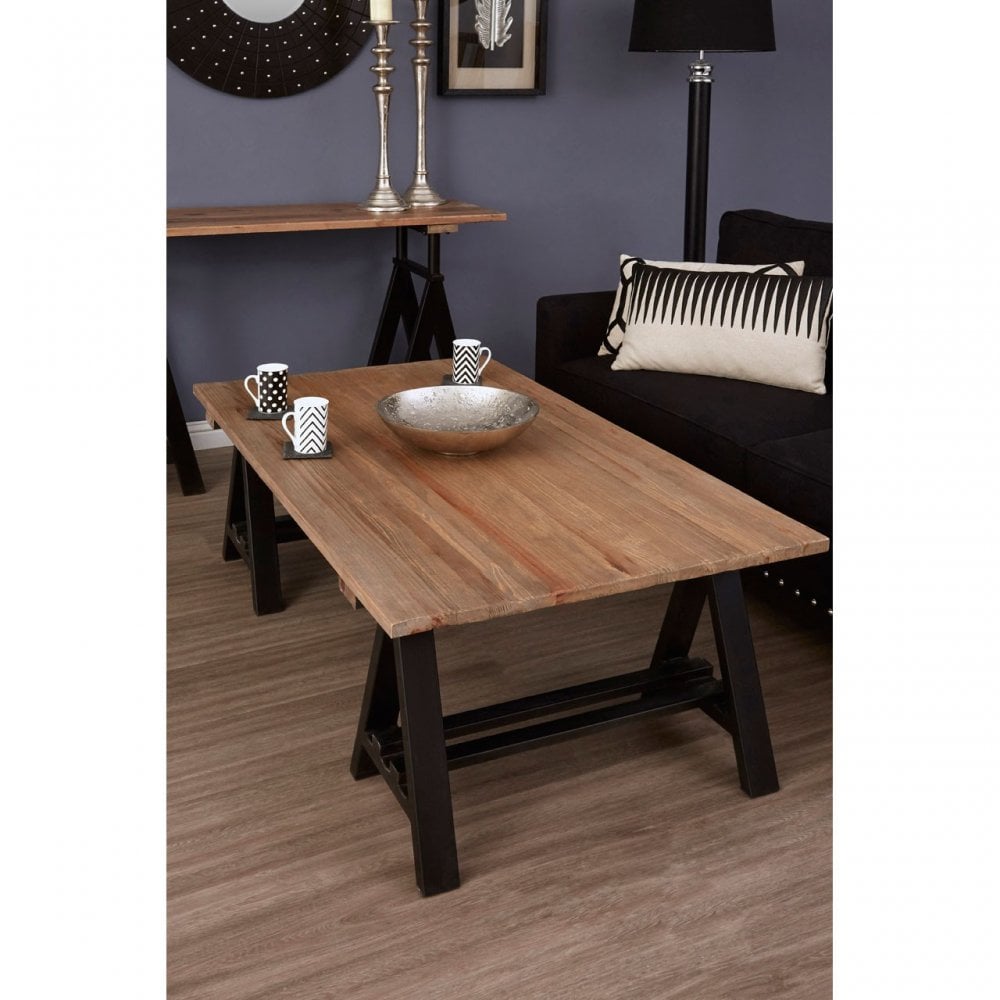 Townhouse Coffee Table, Iron, Pine Wood