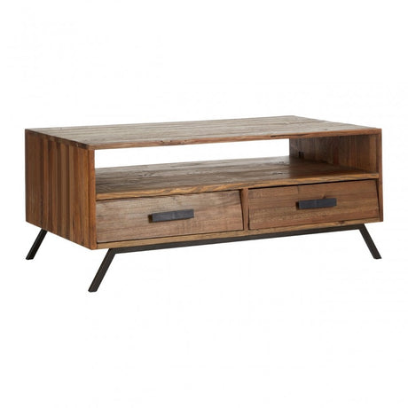 Brooklyn Coffee Table, Fir Wood, Iron, Natural