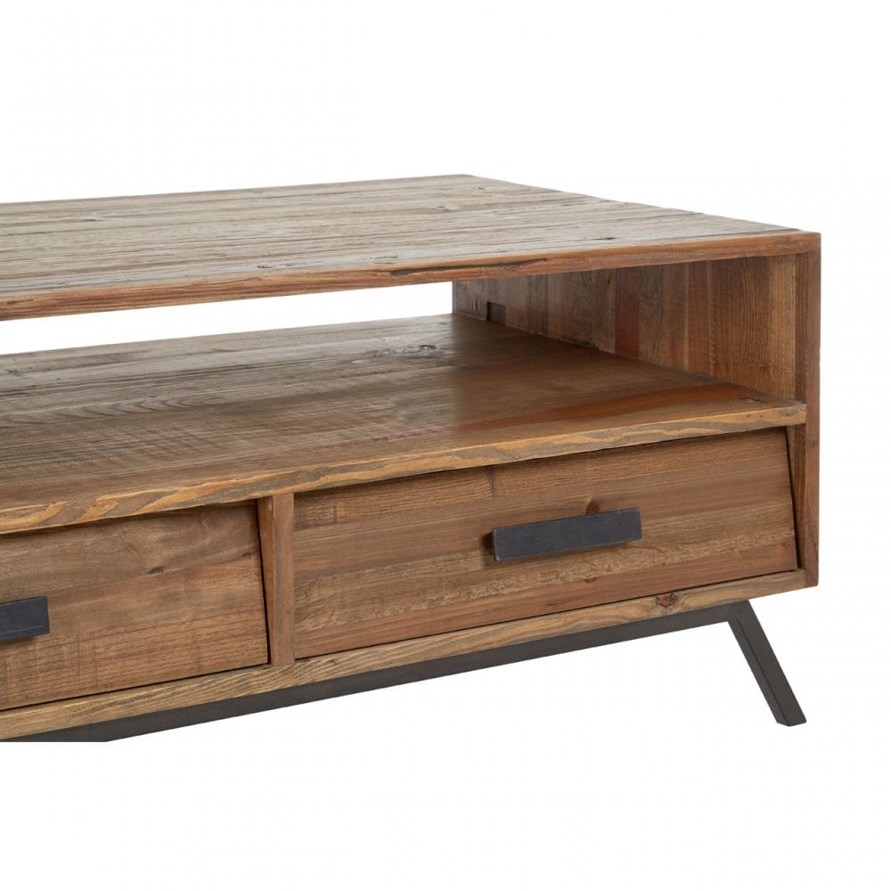 Brooklyn Coffee Table, Fir Wood, Iron, Natural