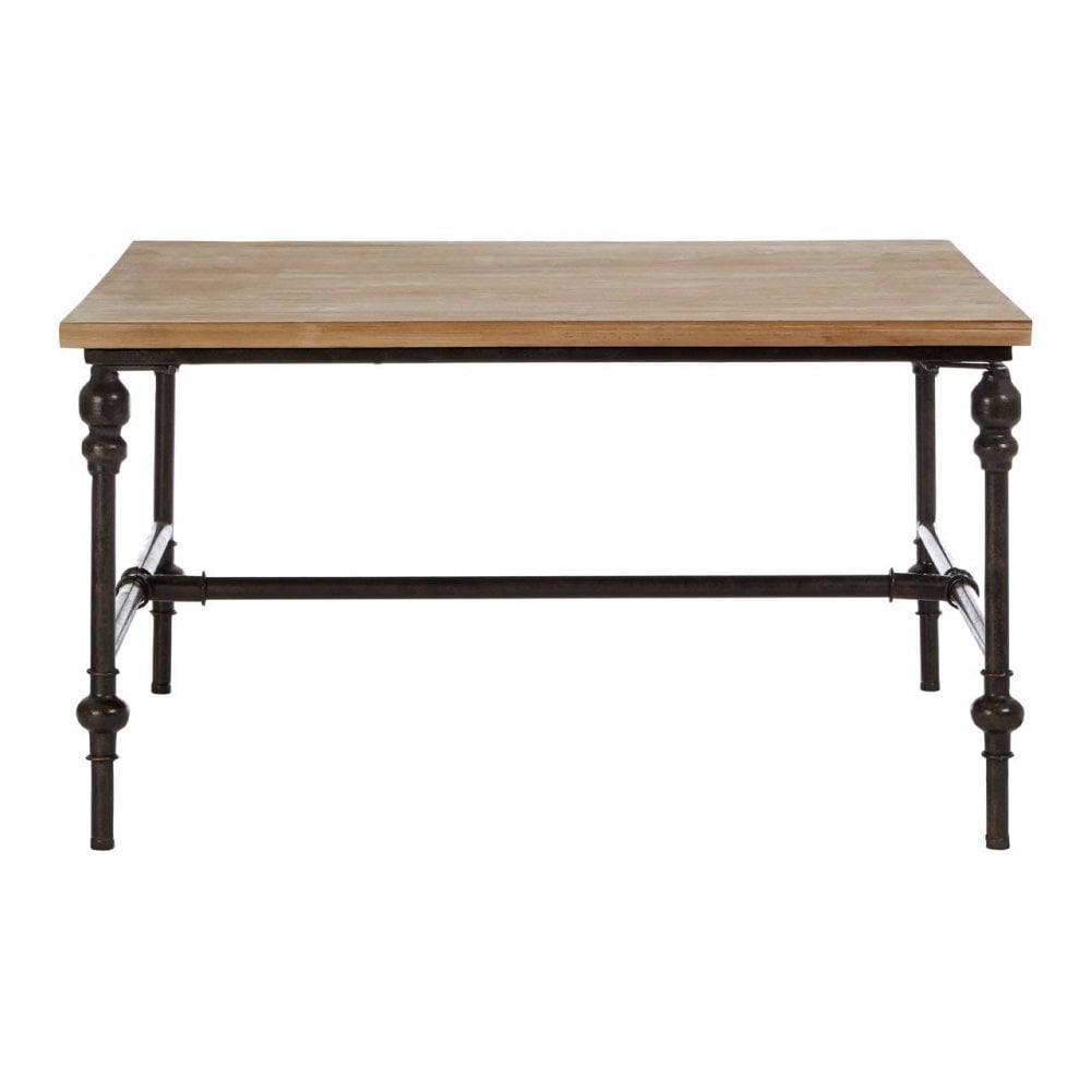 Tribeca Square Coffee Table, Fir Wood, Iron, Natural