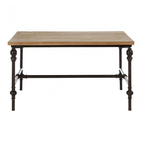 Tribeca Square Coffee Table, Fir Wood, Iron, Natural