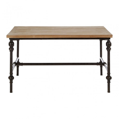 Tribeca Square Coffee Table, Fir Wood, Iron, Natural