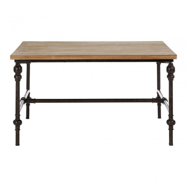 Tribeca Square Coffee Table, Fir Wood, Iron, Natural