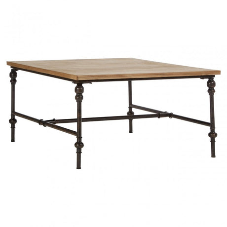 Tribeca Square Coffee Table, Fir Wood, Iron, Natural