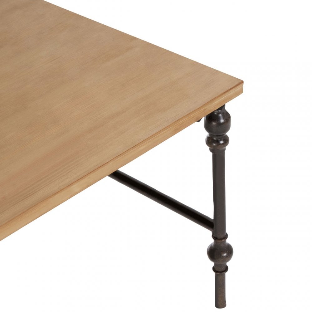 Tribeca Square Coffee Table, Fir Wood, Iron, Natural