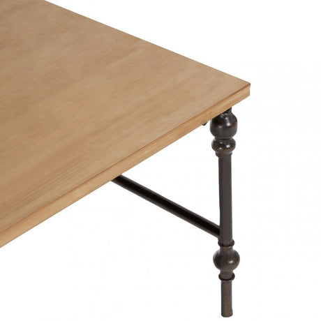 Tribeca Square Coffee Table, Fir Wood, Iron, Natural