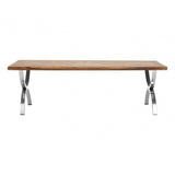Greenwich Coffee Table, Fir Wood, Stainless Steel, Natural