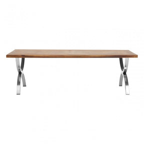 Greenwich Coffee Table, Fir Wood, Stainless Steel, Natural
