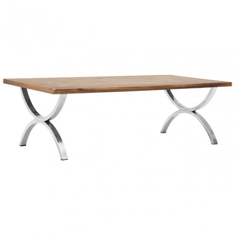 Greenwich Coffee Table, Fir Wood, Stainless Steel, Natural