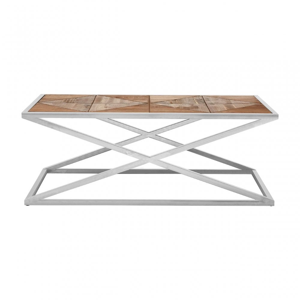 Hudson Coffee Table, Fir Wood Veneer, Stainless Steel, Natural