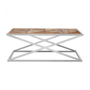Hudson Coffee Table, Fir Wood Veneer, Stainless Steel, Natural