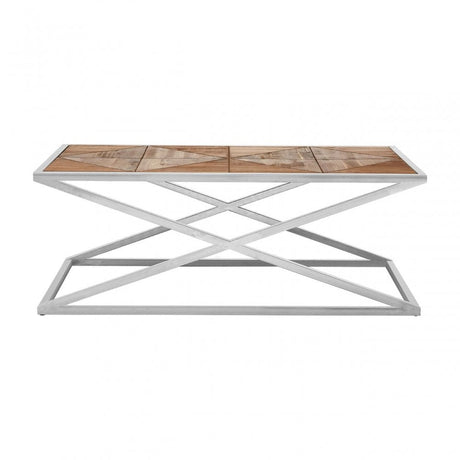 Hudson Coffee Table, Fir Wood Veneer, Stainless Steel, Natural