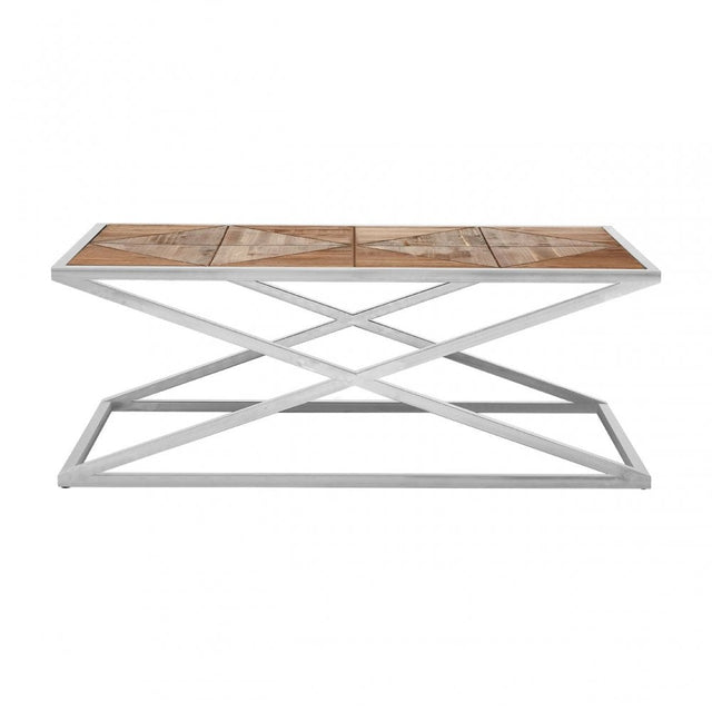 Hudson Coffee Table, Fir Wood Veneer, Stainless Steel, Natural