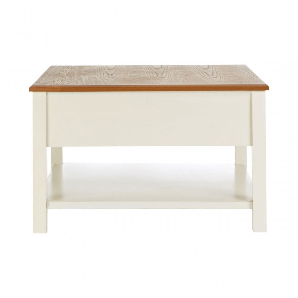Dorset Cream Coffee Table, Ash Veneer, Paulownia Veneer, Pine Wood, Rattan, Cream