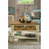 Dorset Cream Coffee Table, Ash Veneer, Paulownia Veneer, Pine Wood, Rattan, Cream