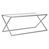 Roma Coffee Table, Satin Nickel, Glass, Clear