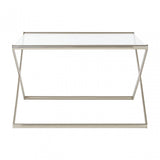 Roma Square Coffee Table, Satin Nickel, Glass, Clear