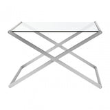 Roma Square Coffee Table, Satin Nickel, Glass, Clear