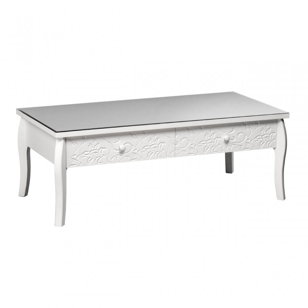 Chamonix Coffee Table, Glass, White
