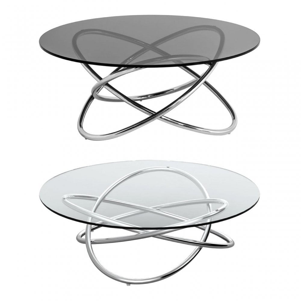 Coffee Table, Glass, Stainless Steel, Grey