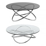 Coffee Table, Glass, Stainless Steel, Grey