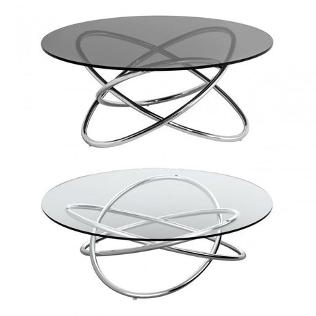 Coffee Table, Glass, Stainless Steel, Grey