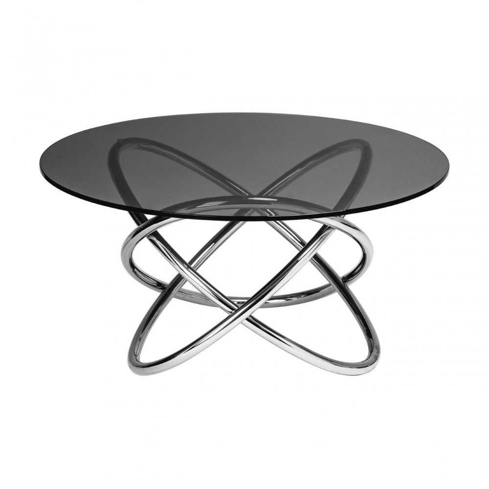 Smoked Glass Coffee Table, Glass, Stainless Steel, Grey
