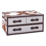 Brown / White Genuine Cowhide Coffee Table, Cowhide, Stainless Steel, Brown