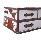 Brown / White Genuine Cowhide Coffee Table, Cowhide, Stainless Steel, Brown