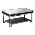 Coffee Table, Leather, Stainless Steel, Black