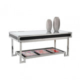 Coffee Table, Leather, Stainless Steel, Black