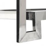 Coffee Table, Leather, Stainless Steel, Black