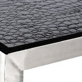 Coffee Table, Leather, Stainless Steel, Black