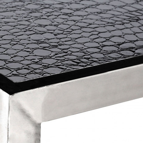 Coffee Table, Leather, Stainless Steel, Black