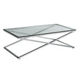 Coffee Table, Glass, Stainless Steel, Clear