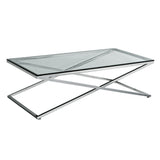 Coffee Table, Glass, Stainless Steel, Clear