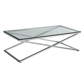 Coffee Table, Glass, Stainless Steel, Clear