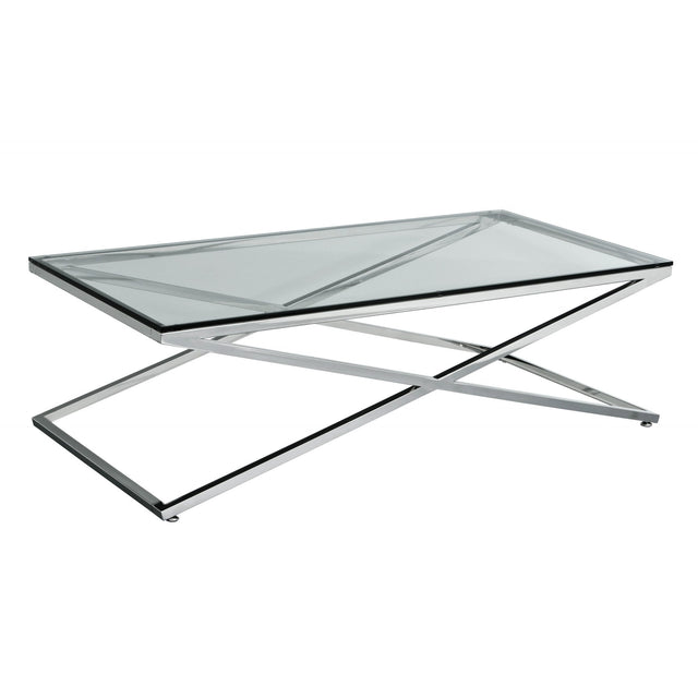 Coffee Table, Glass, Stainless Steel, Clear