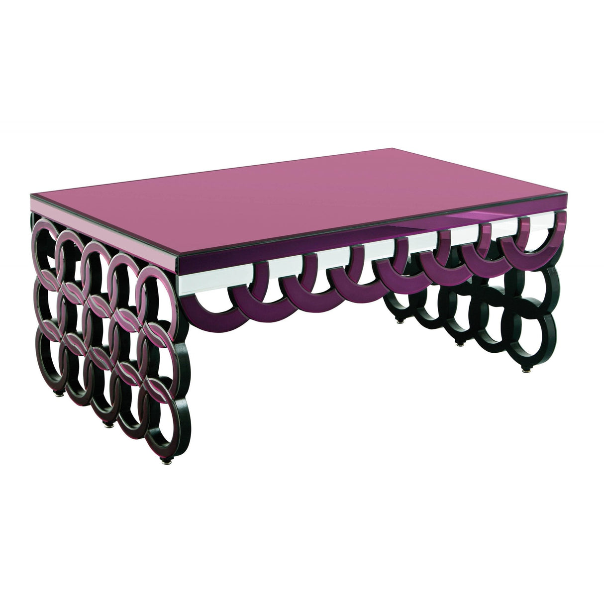 Modena Coffee Table, Wood, Mirrored, Purple