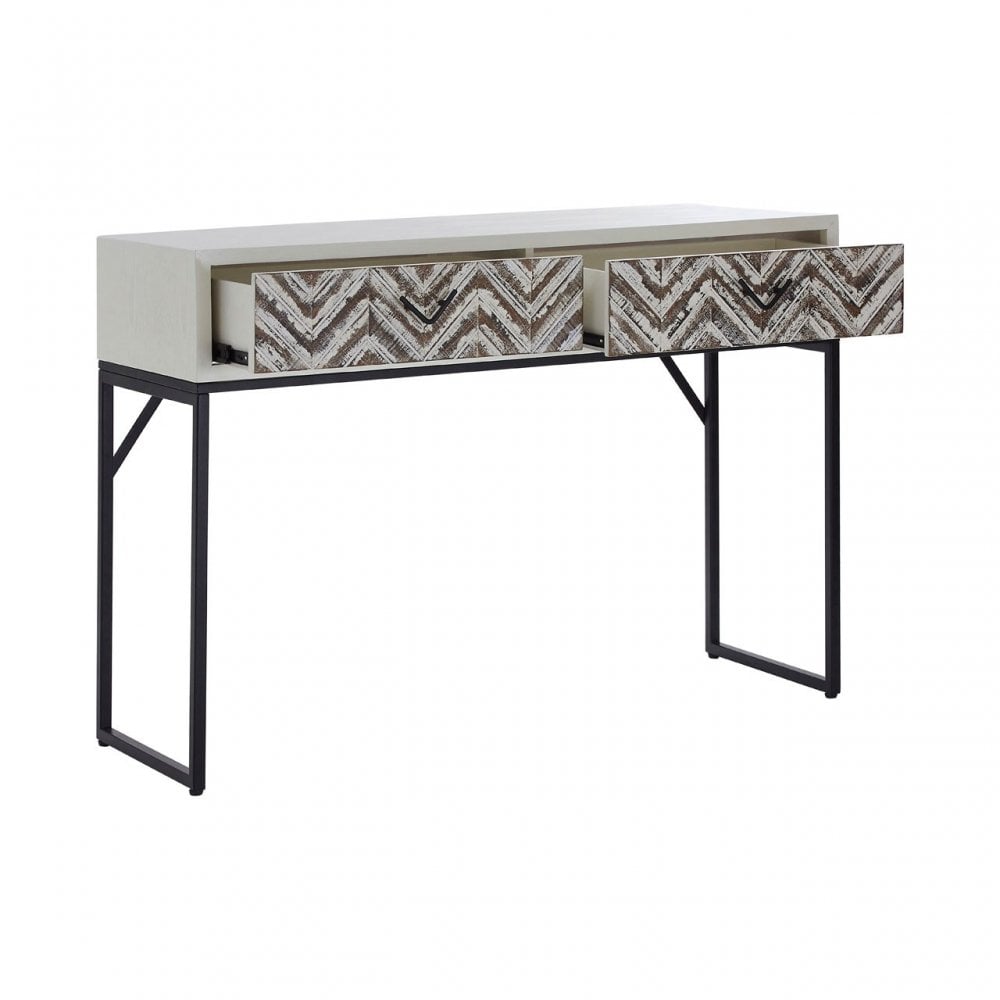 Lombok Console Table, Fir Wood, Grey