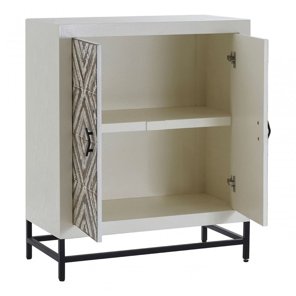 Lombok 2 Door Cabinet, Fir Wood, Grey