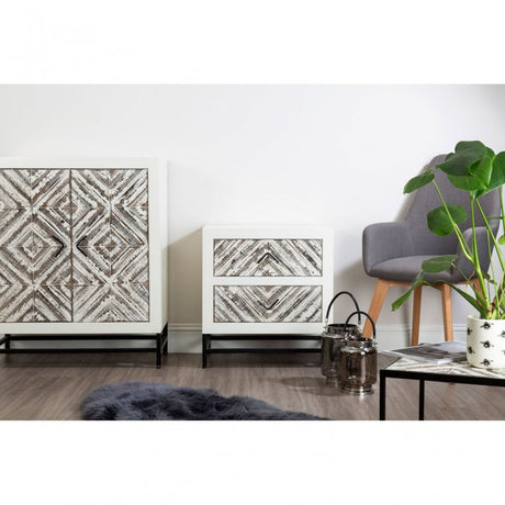 Lombok 2 Door Cabinet, Fir Wood, Grey