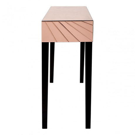 Tuskin Earl Console Table, Wood, Mirrored Glass, Gold