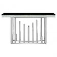 Elisa Silver Console Table, Stainless Steel, Glass, Silver