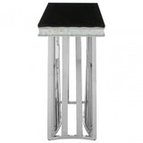 Elisa Silver Console Table, Stainless Steel, Glass, Silver