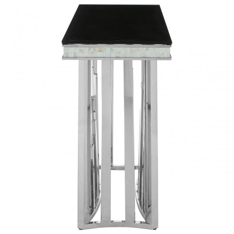 Elisa Silver Console Table, Stainless Steel, Glass, Silver