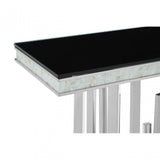 Elisa Silver Console Table, Stainless Steel, Glass, Silver