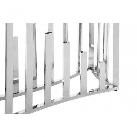 Elisa Silver Console Table, Stainless Steel, Glass, Silver