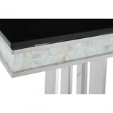 Elisa Silver Console Table, Stainless Steel, Glass, Silver