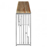 Artefacto Console Table with Onyx Stone Top, Onyx Stone, Stainless Steel, Natural
